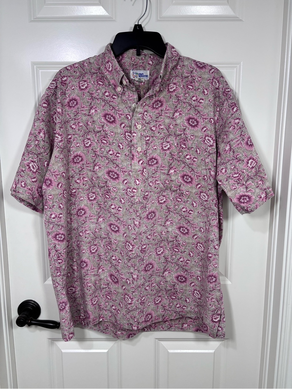 Reyn Spooner Floral Short Sleeve Pullover Shirt Men’s XL Pink/Brown